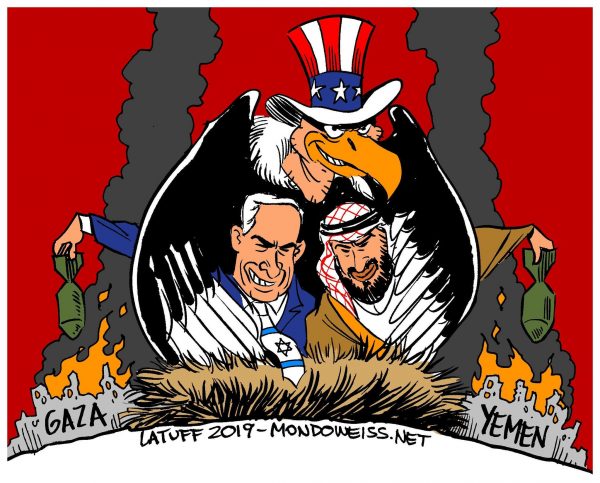 latuff cartoon  UAE en Israel beste vrienden